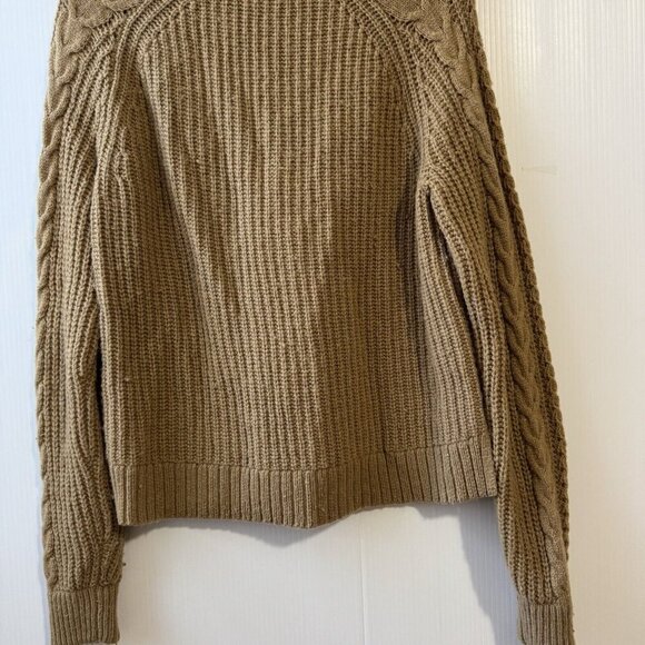 J.Crew Wool Blend Azra Pom Pom Cable Knit Mock Neck Sweater Size Small Tan - Picture 15 of 16